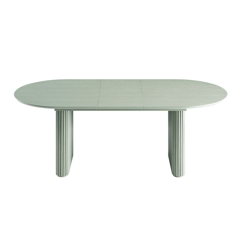 Maru Oval 6-8 Seater Extending Oak Pedestal Dining Table, Sage Green