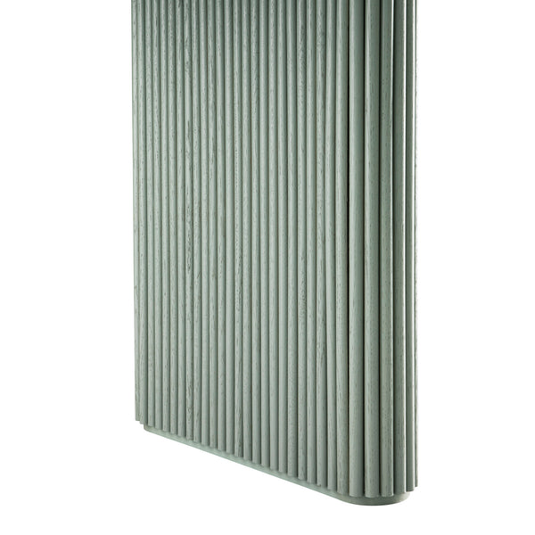 Maru Oval 6-8 Seater Extending Oak Pedestal Dining Table, Sage Green