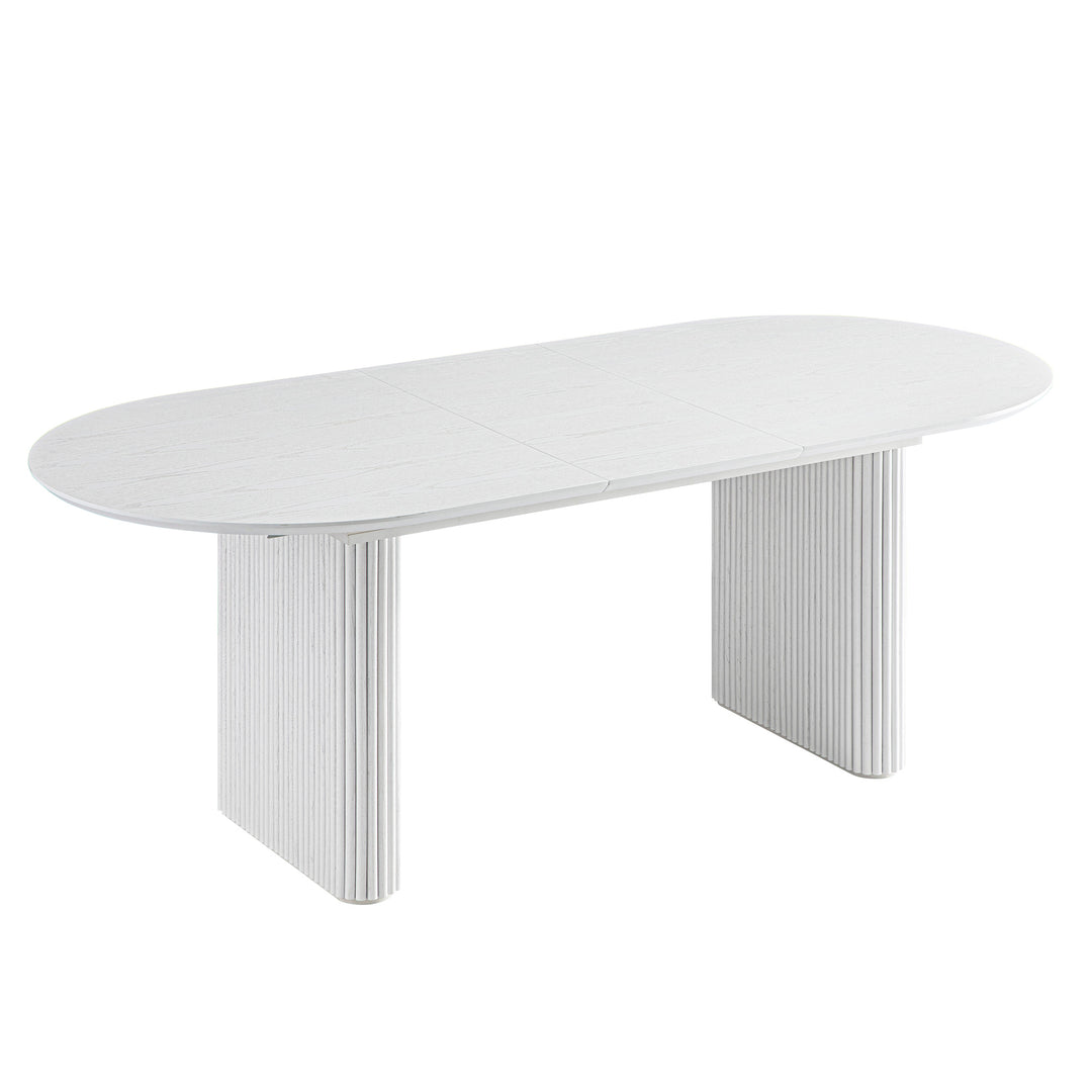 Maru Oval 6-8 Seater Extending Oak Pedestal Dining Table, Washed White | daals