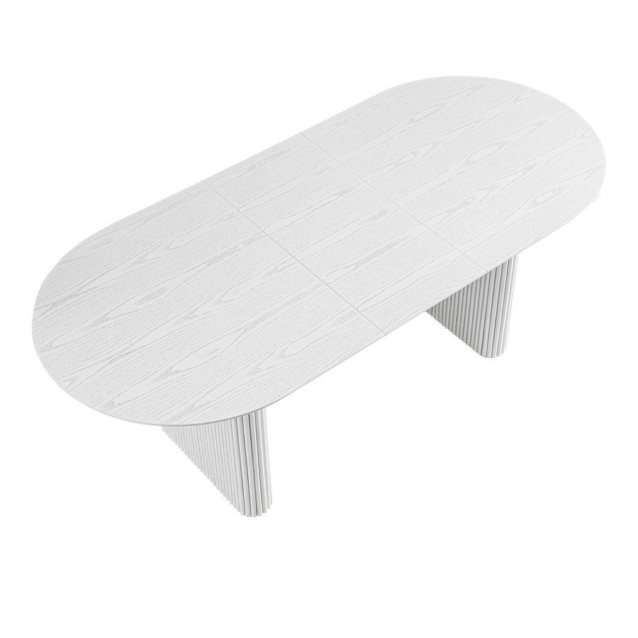 Maru Oval 6-8 Seater Extending Oak Pedestal Dining Table, Washed White