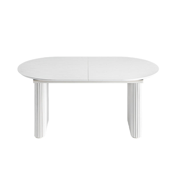 Maru Oval 6-8 Seater Extending Oak Pedestal Dining Table, Washed White