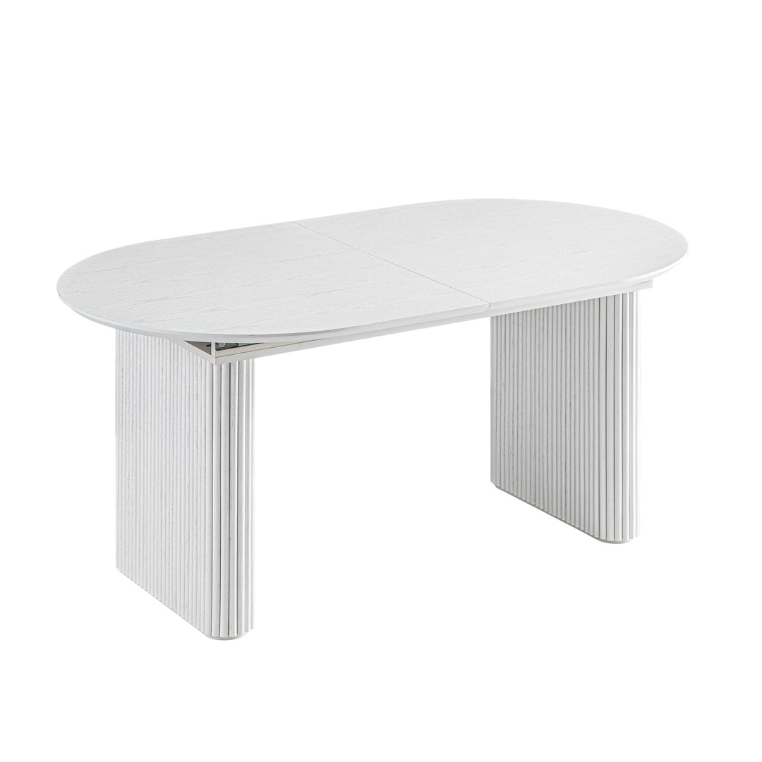 Maru Oval 6-8 Seater Extending Oak Pedestal Dining Table, Washed White | daals