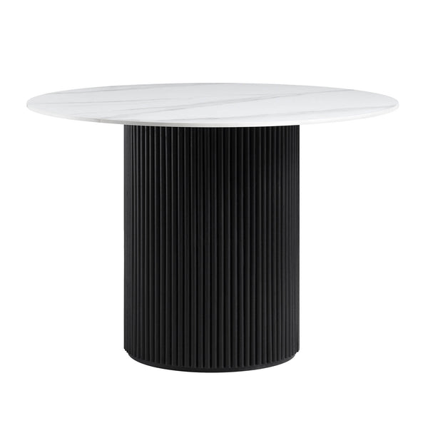 Maru Ceramic Top Black Pedestal Round Dining Table