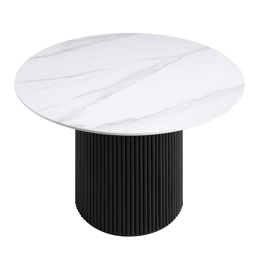 Maru Ceramic Top Black Pedestal Round Dining Table