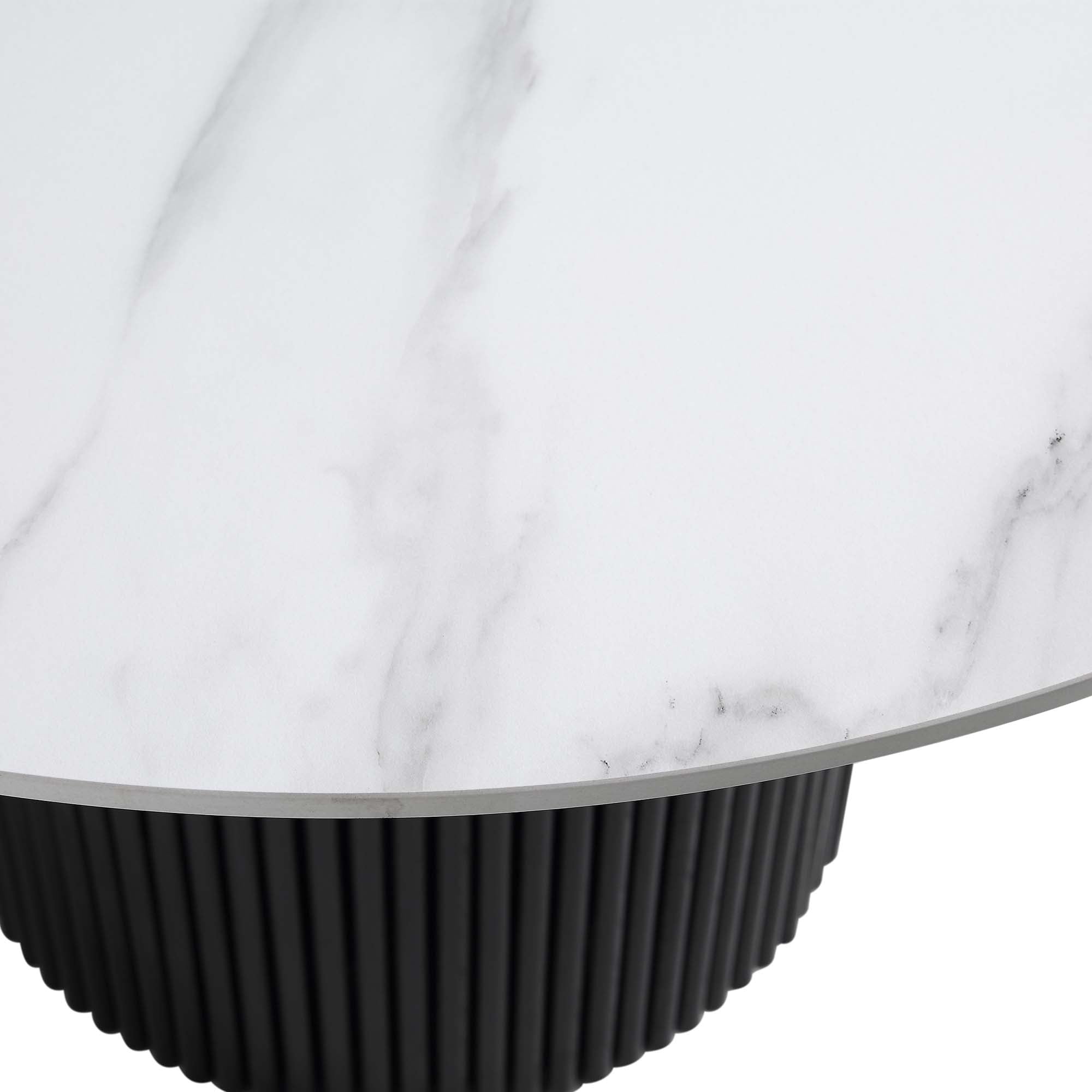 Maru Ceramic Top Black Pedestal Round Dining Table