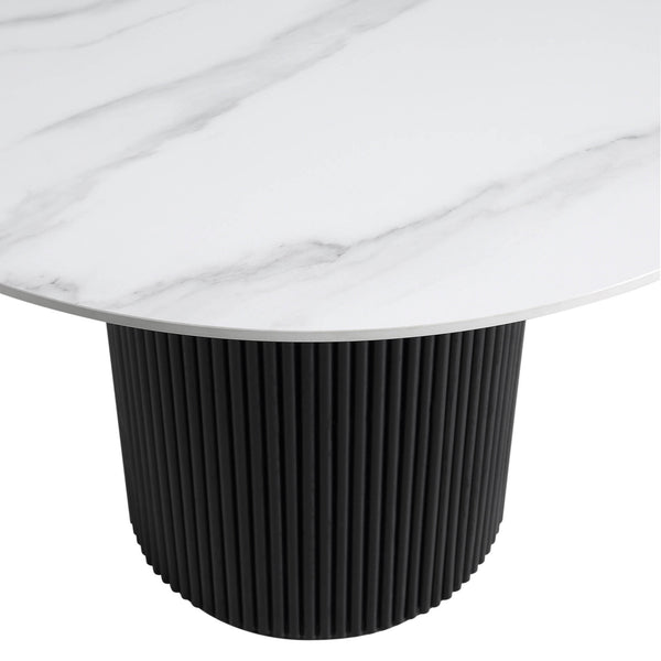 Maru Ceramic Top Black Pedestal Round Dining Table