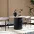 Maru Ceramic Top Black Pedestal Round Dining Table - daals