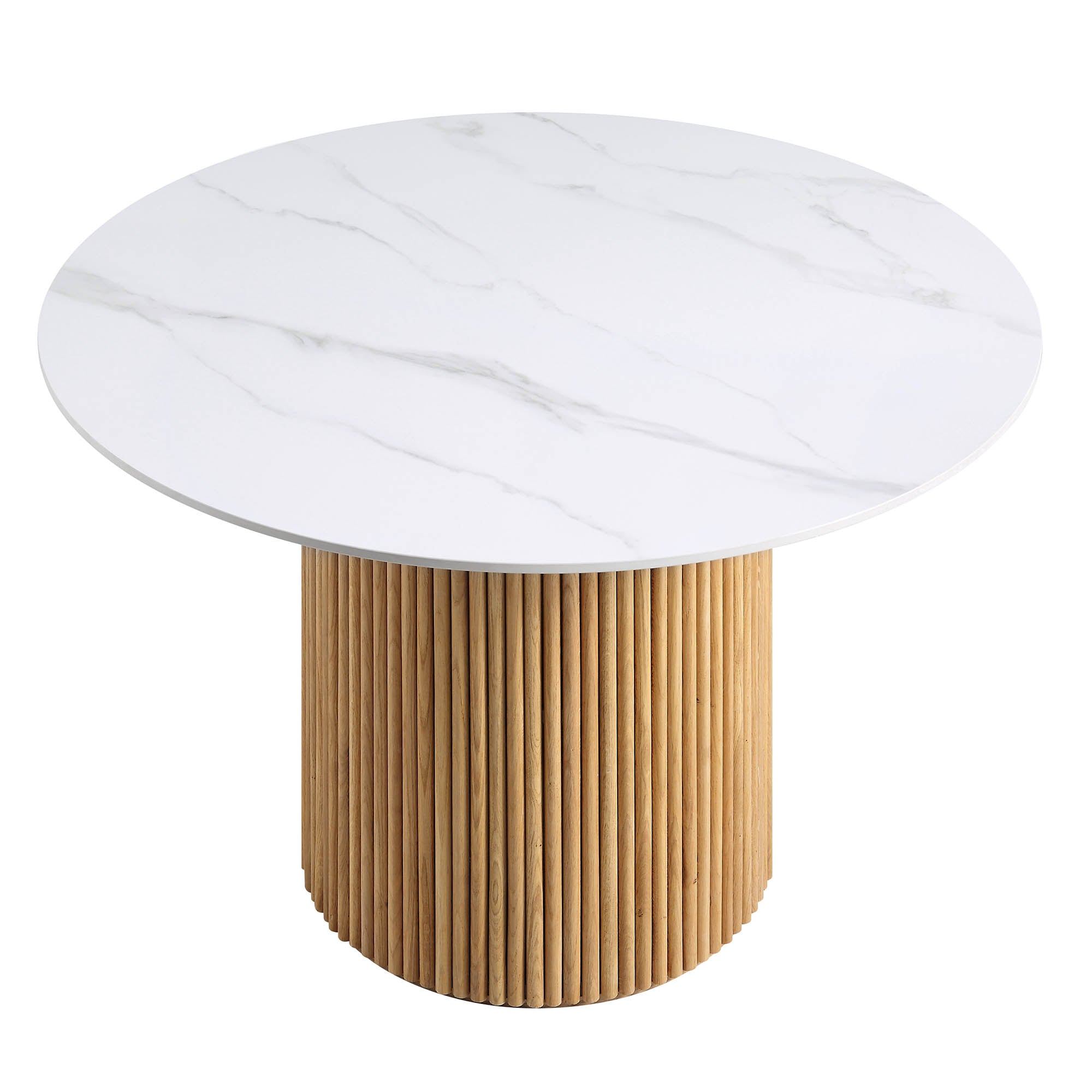 Maru Ceramic Top Oak Pedestal Round Dining Table