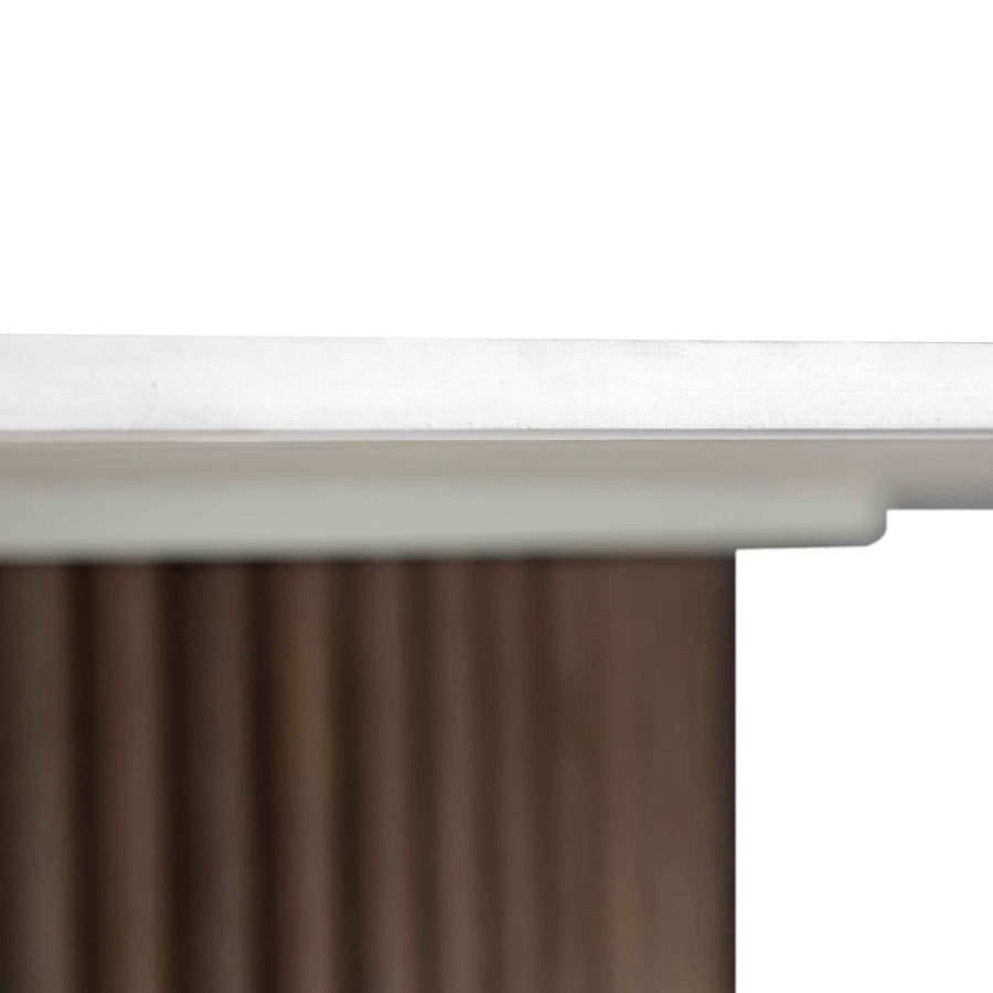 Maru Ceramic Top Silver Oak Pedestal Round Dining Table