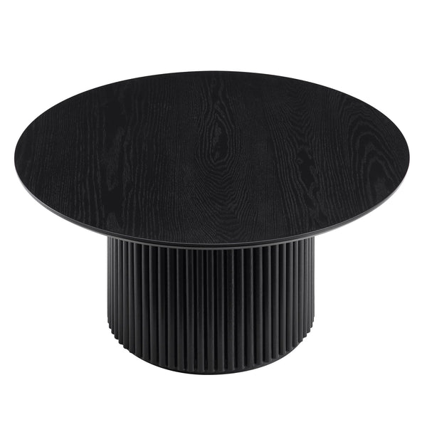 Maru Round Oak Pedestal Coffee Table, Black