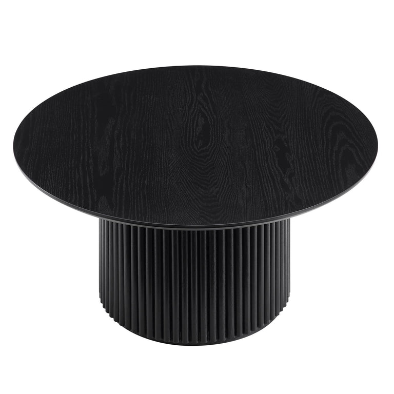 Maru Round Oak Pedestal Coffee Table, Black daals