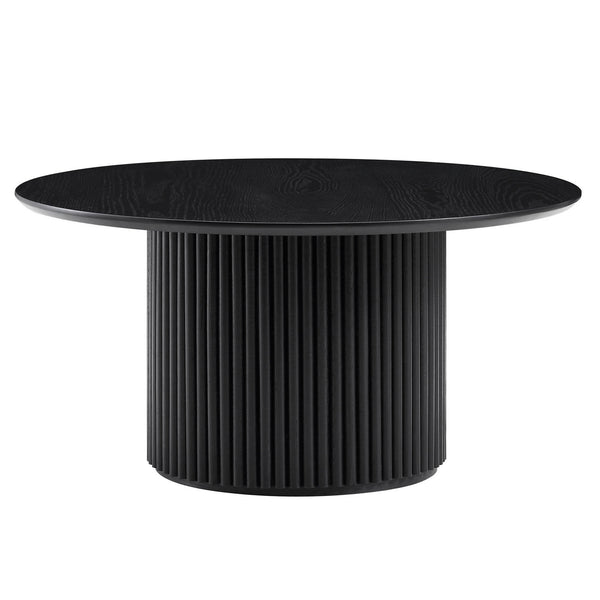 Maru Round Oak Pedestal Coffee Table, Black