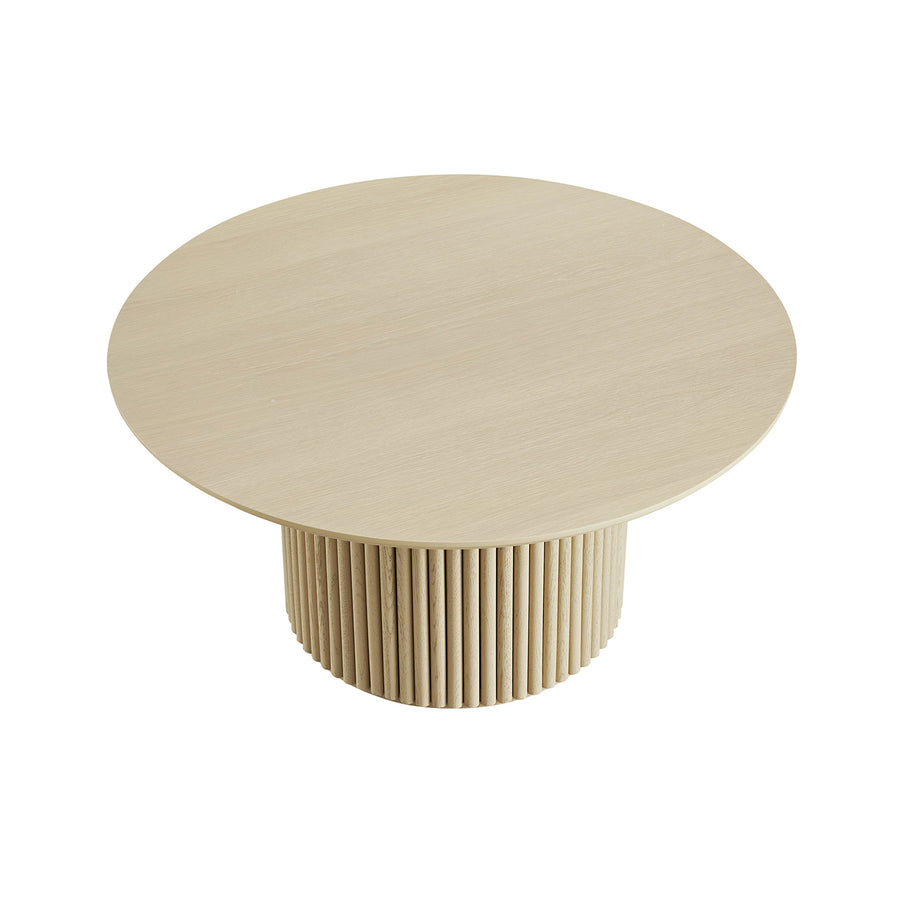 Maru Round Oak Pedestal Coffee Table, Greige Oak