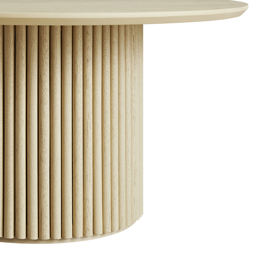 Maru Round Oak Pedestal Coffee Table, Greige Oak