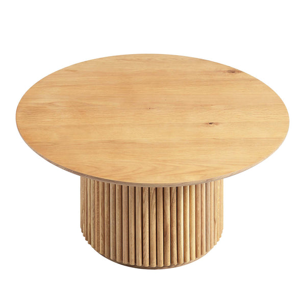 Maru Round Oak Pedestal Coffee Table, Oak