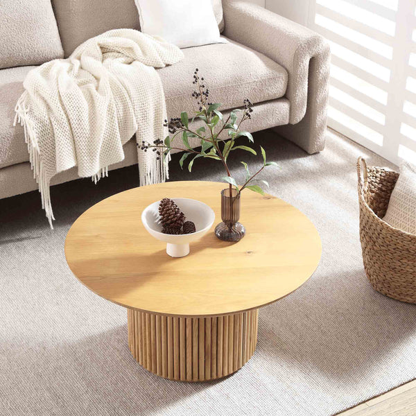 Maru Round Oak Pedestal Coffee Table, Oak