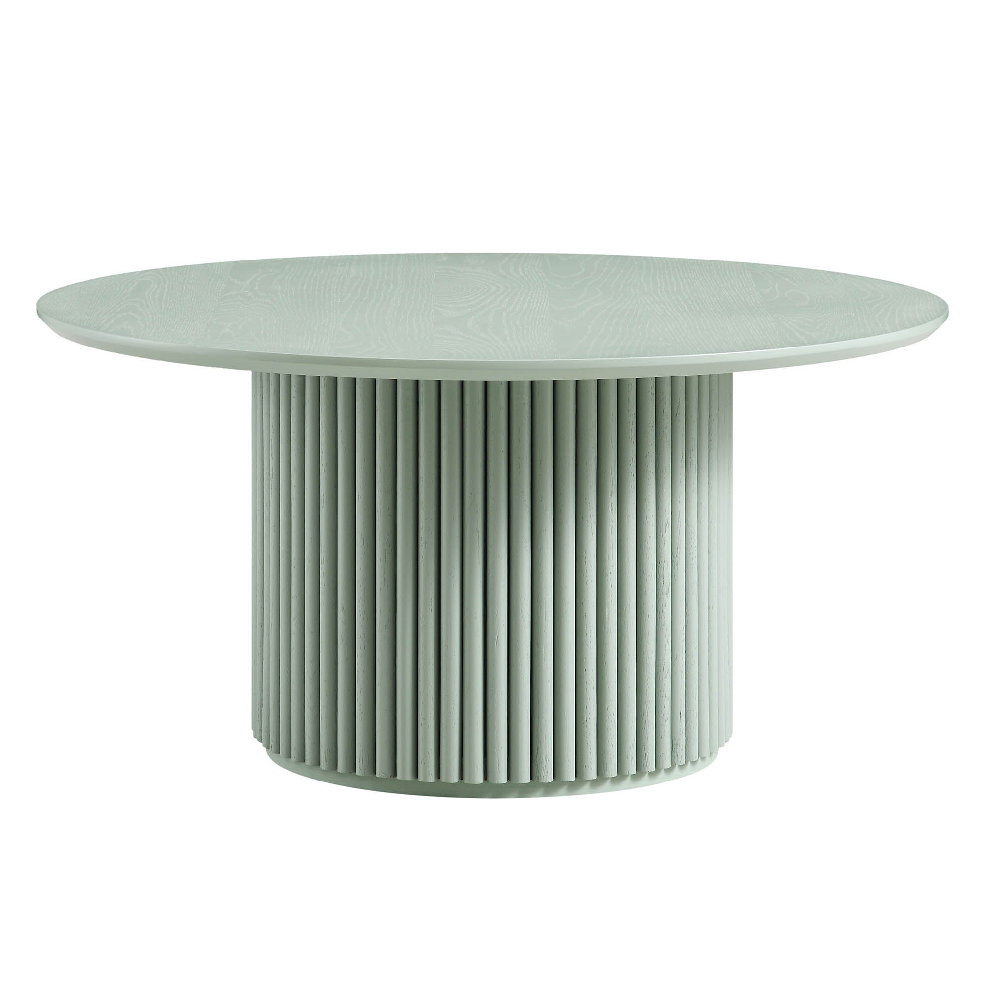 Maru Round Oak Pedestal Coffee Table, Sage Green