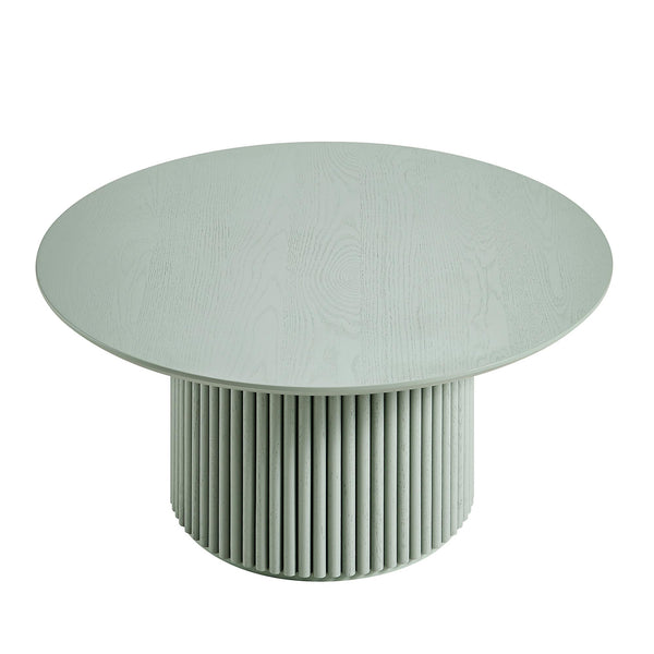 Maru Round Oak Pedestal Coffee Table, Sage Green