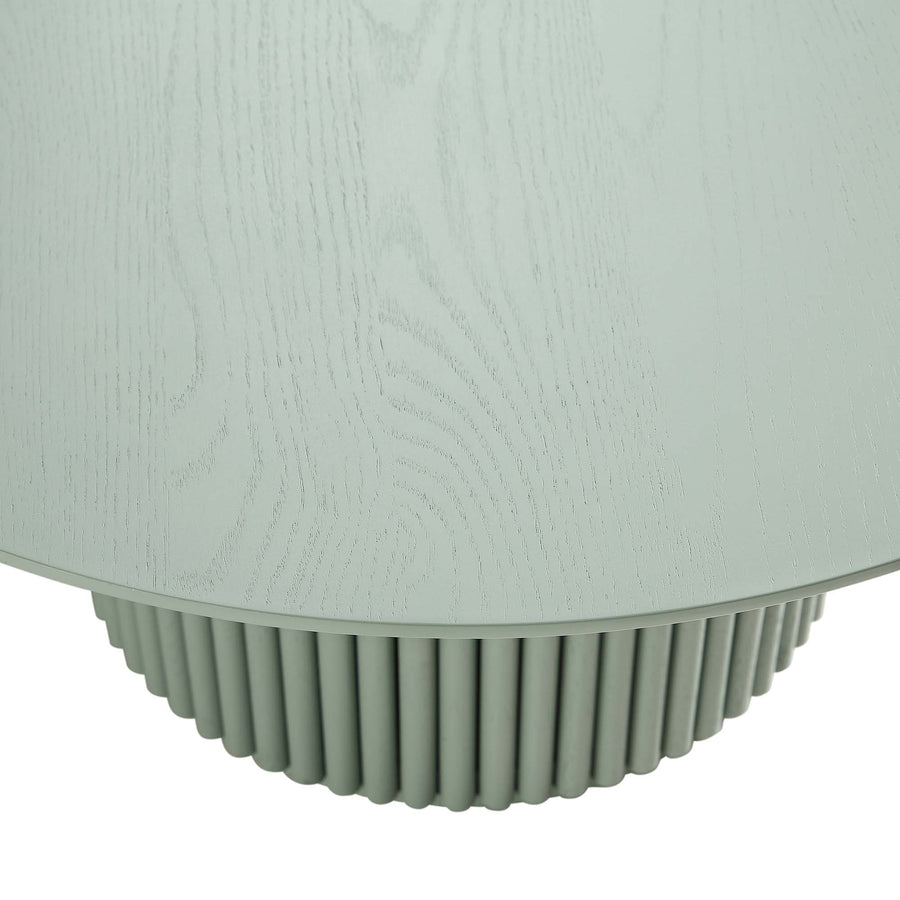 Maru Round Oak Pedestal Coffee Table, Sage Green