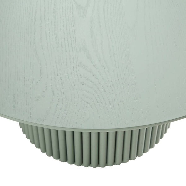 Maru Round Oak Pedestal Coffee Table, Sage Green