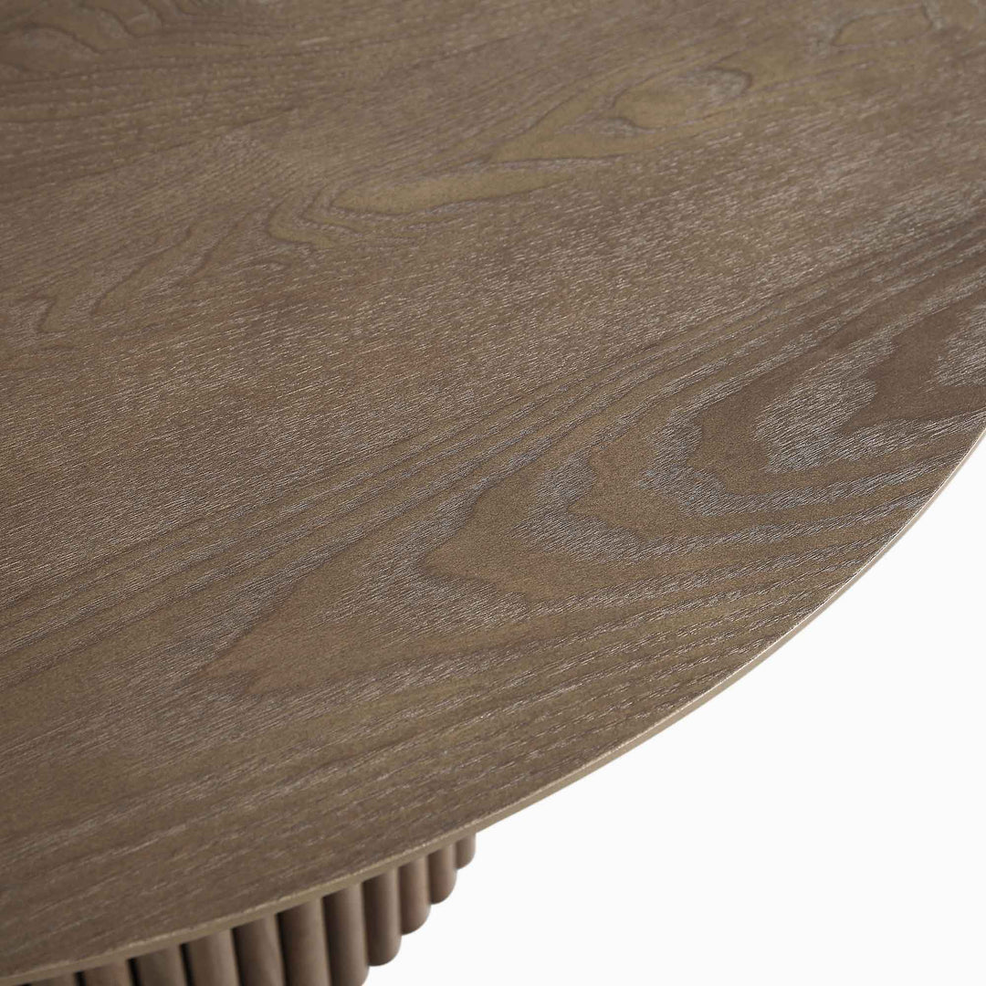 Maru Round Oak Pedestal Coffee Table, Silver Oak | daals