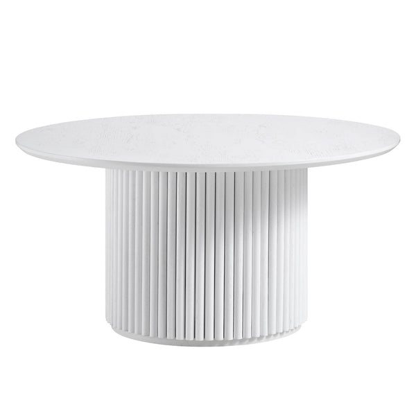 Maru Round Oak Pedestal Coffee Table, Washed White