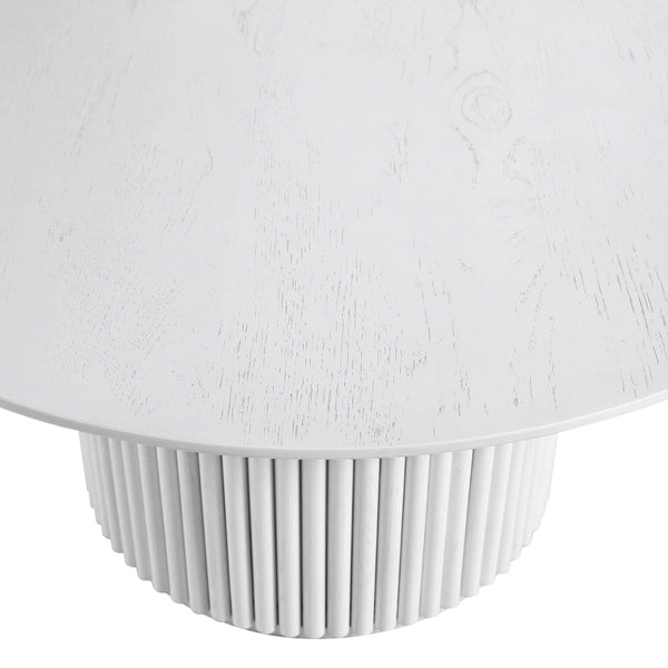 Maru Round Oak Pedestal Coffee Table, Washed White