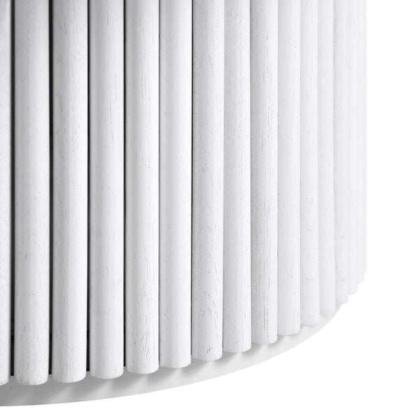 Maru Round Oak Pedestal Coffee Table, Washed White