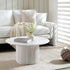 Maru Round Oak Pedestal Coffee Table, Washed White - daals