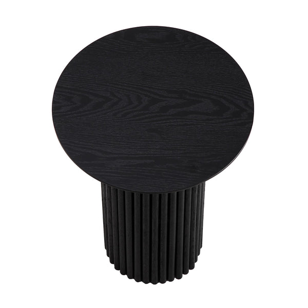 Maru Oak Round Side Table, Black