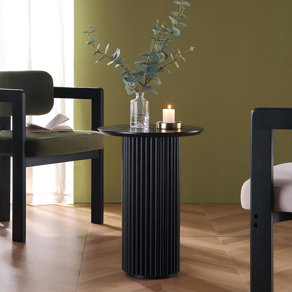 Maru Oak Round Side Table, Black | daals