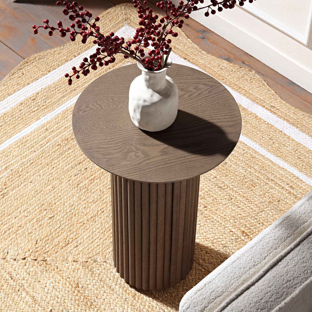 Maru Oak Round Side Table, Silver Oak | daals