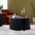 Maru Oak Round Coffee Table with Storage, Black - daals