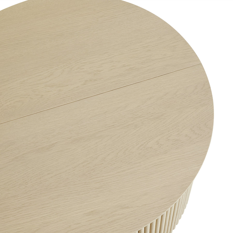 Maru Oak Round Coffee Table with Storage, Greige Oak