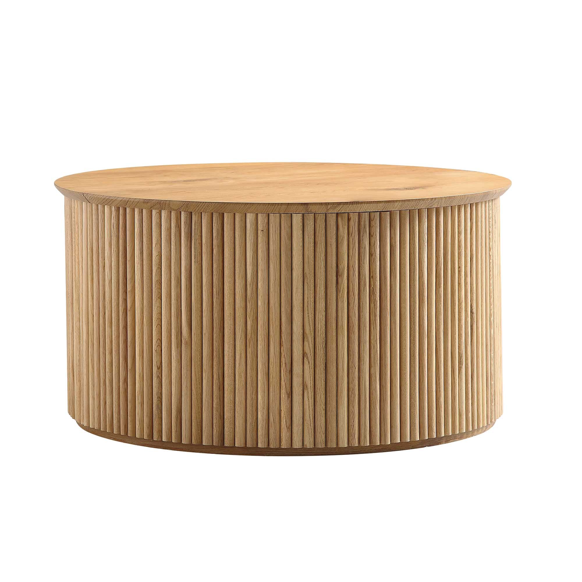 Maru Oak Round Coffee Table With Storage Oak Daals Maru oak round coffee table with storage oak daals