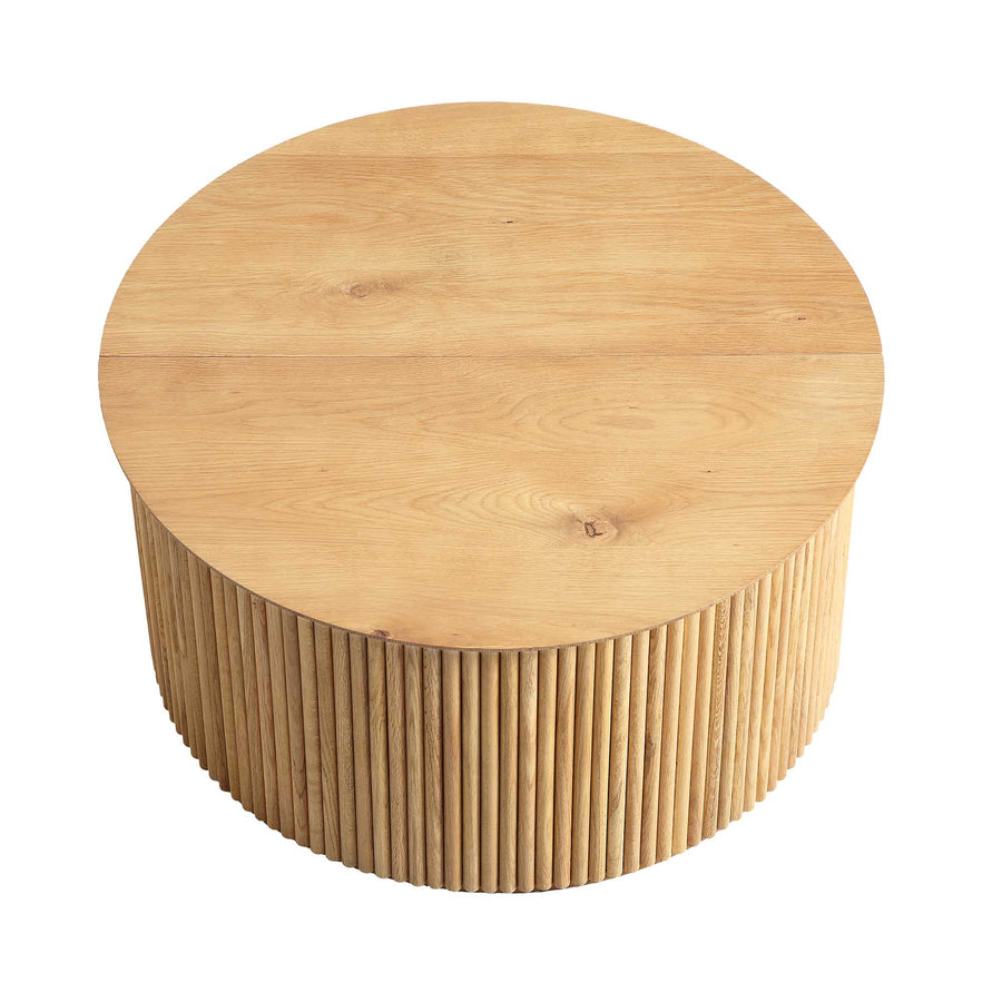 Maru Oak Round Coffee Table with Storage, Oak