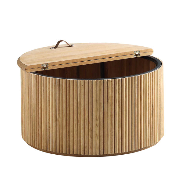 Maru Oak Round Coffee Table with Storage, Oak
