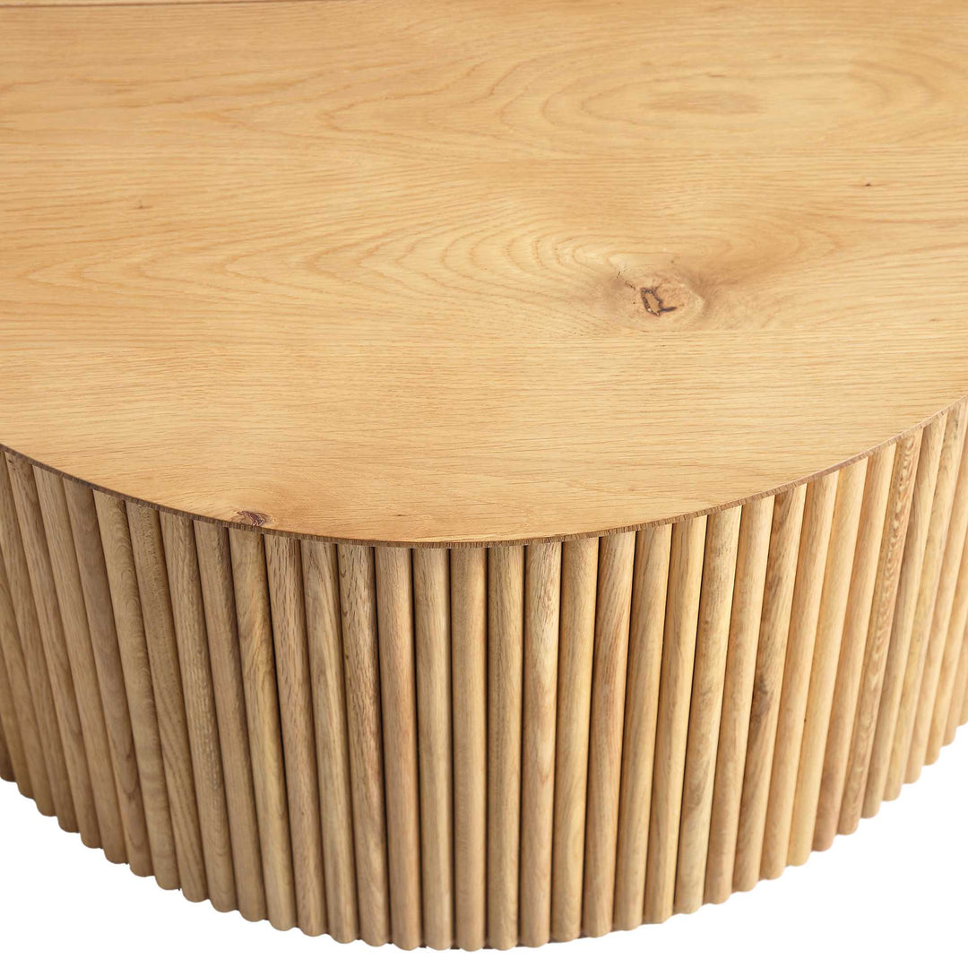 Maru oak round coffee table with storage oak daals