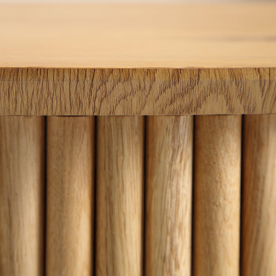 Maru Oak Round Coffee Table with Storage, Oak