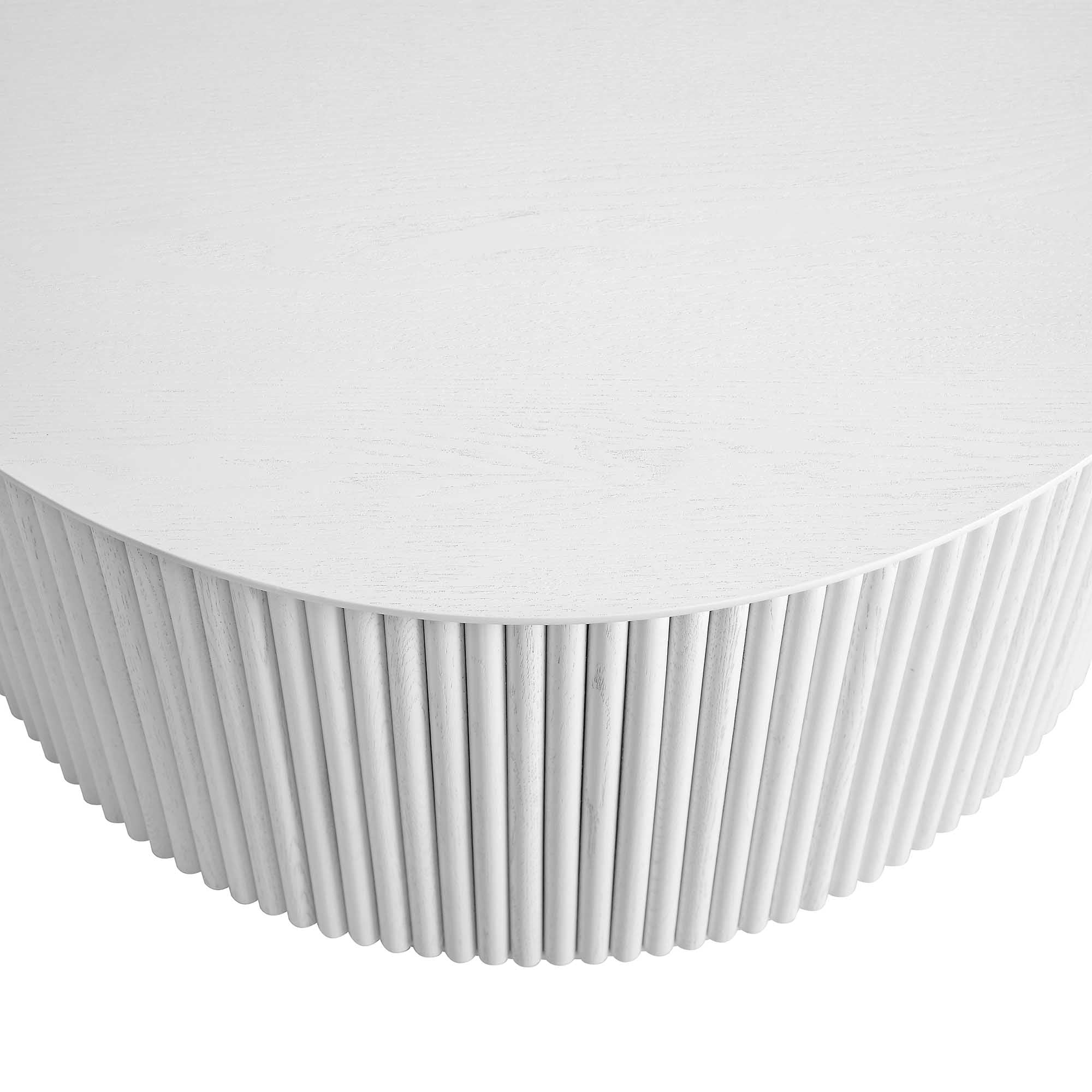 Maru Oak Round Coffee Table with Storage, Washed White