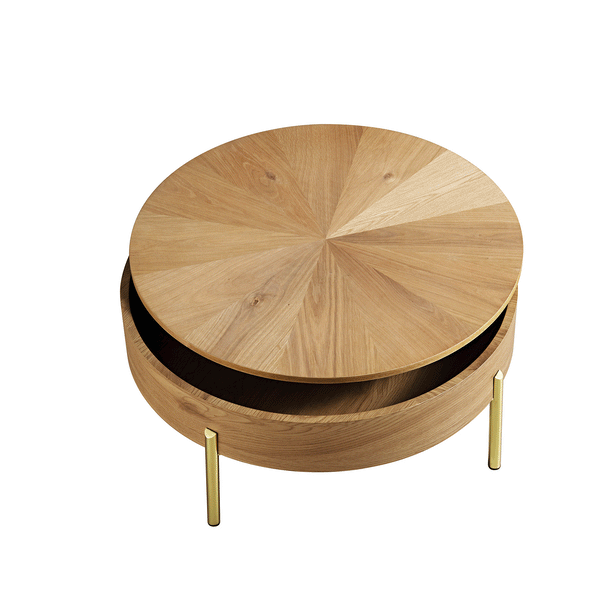 Bohdi Oak Round Rotating Coffee Table