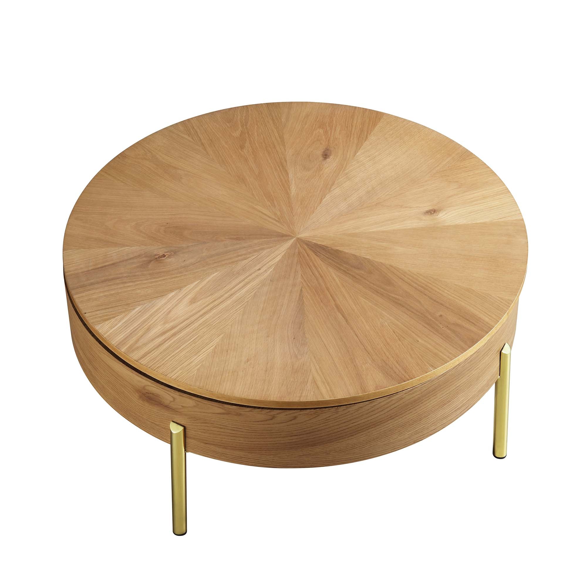 Bohdi Oak Round Rotating Coffee Table
