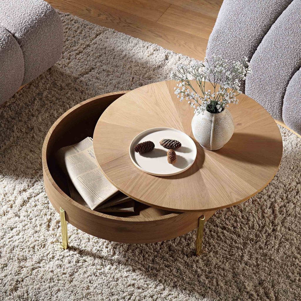 Bohdi Oak Round Rotating Coffee Table | daals