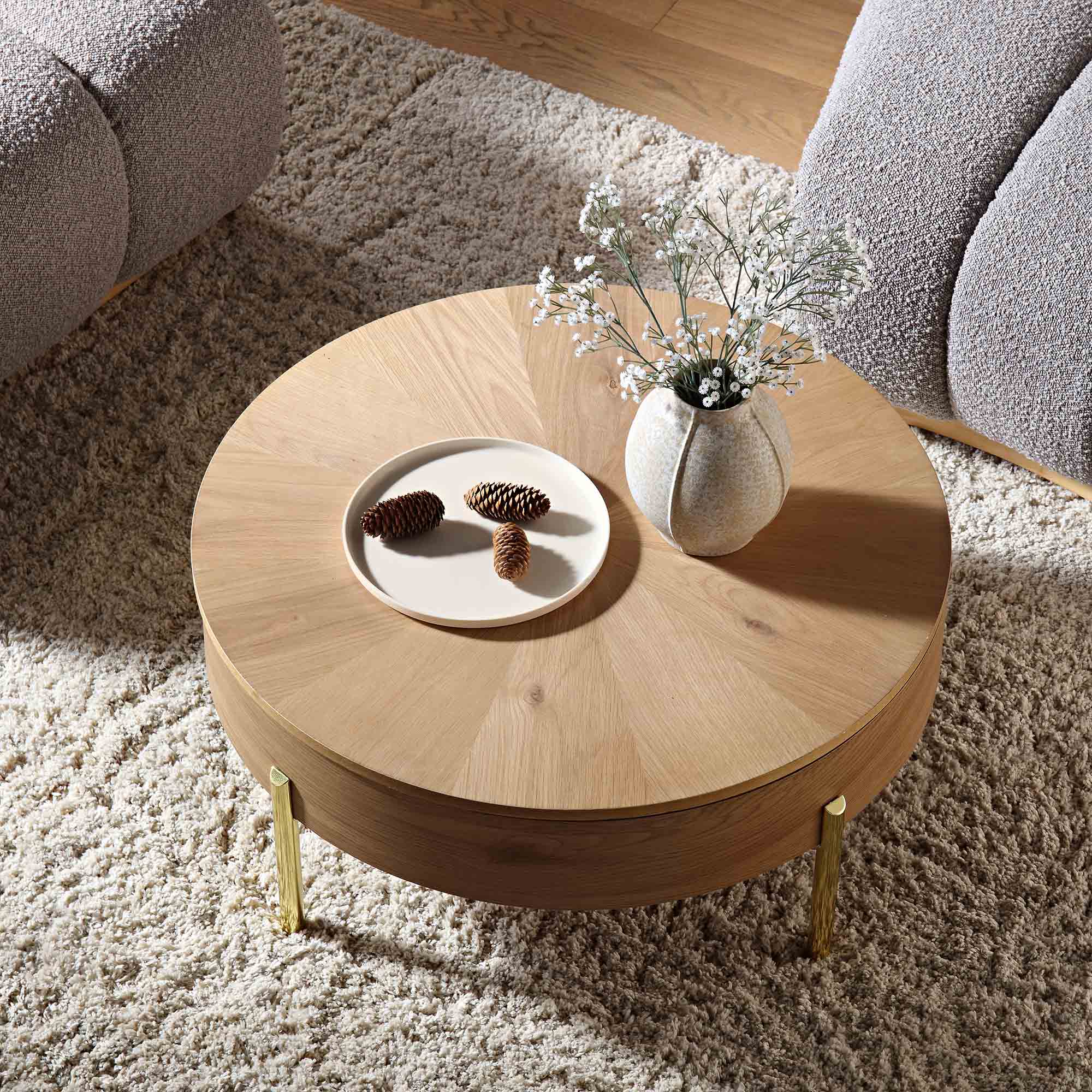 Bohdi Oak Round Rotating Coffee Table | daals