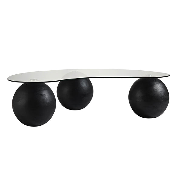 Sveti Curved Glass Coffee Table, Black