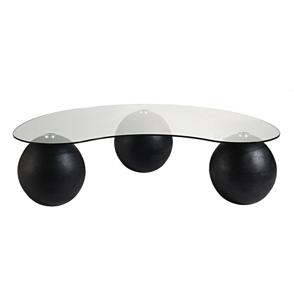 Sveti Curved Glass Coffee Table, Black