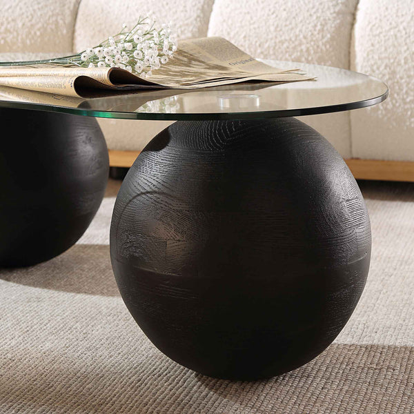Sveti Curved Glass Coffee Table, Black