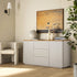 Agnes Curved Edge 2 Door 3 Drawer Wide Sideboard, Dove Grey with Oak Top - daals