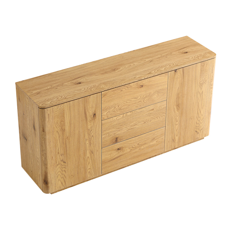 Agnes Curved Edge 2 Door 3 Drawer Wide Sideboard, Natural