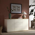 Agnes Curved Edge 2 Door 3 Drawer Wide Sideboard, Off White with Oak Top - daals